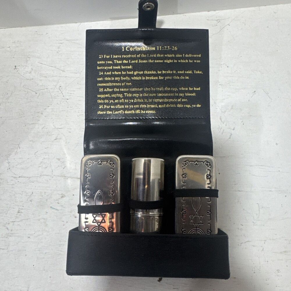 Portable Christian Communion Set with Carrying Case